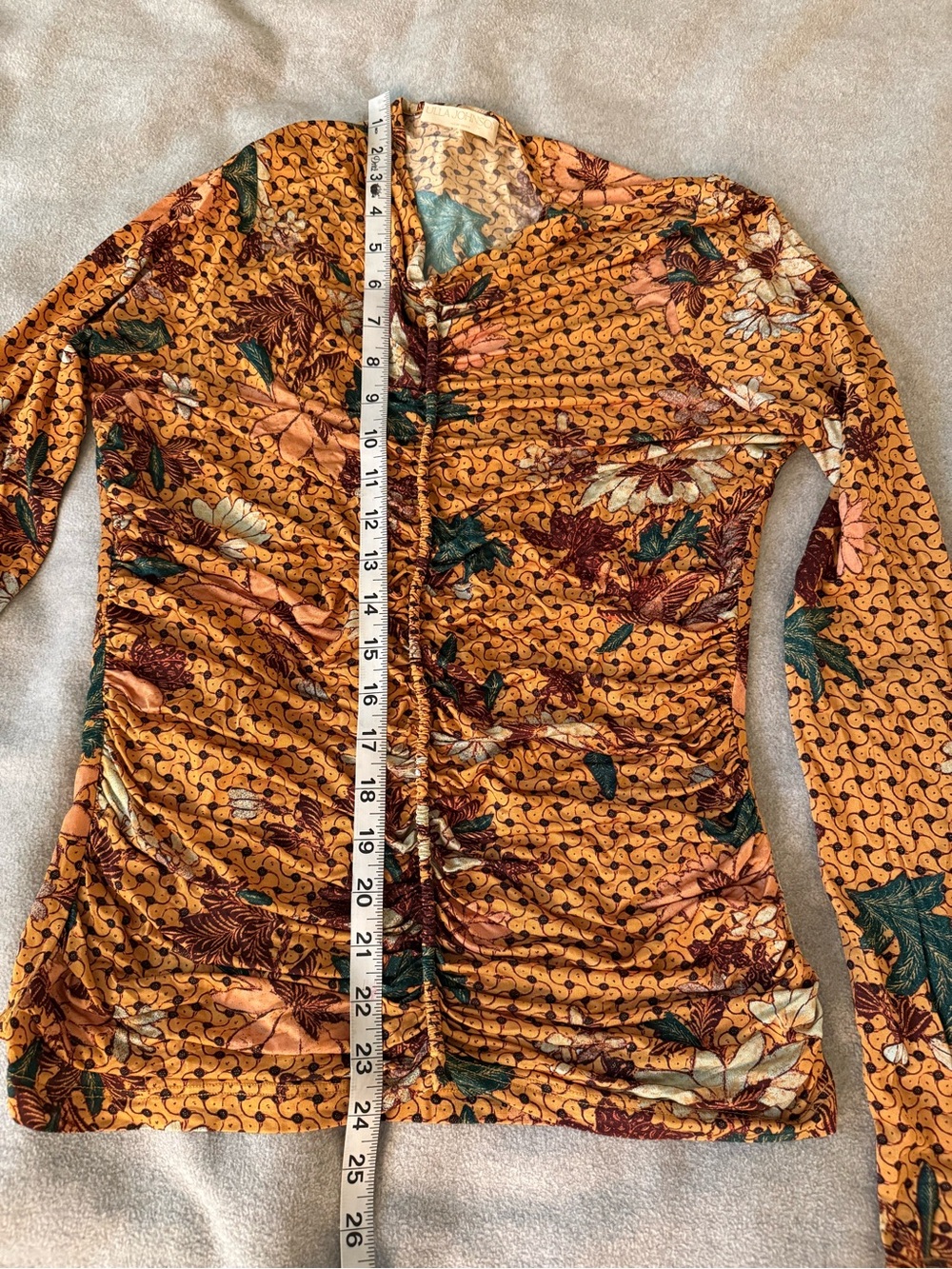 Ulla Johnson Eileen Top Amber Geometric Ruched Floral Size L - Picture 10 of 10